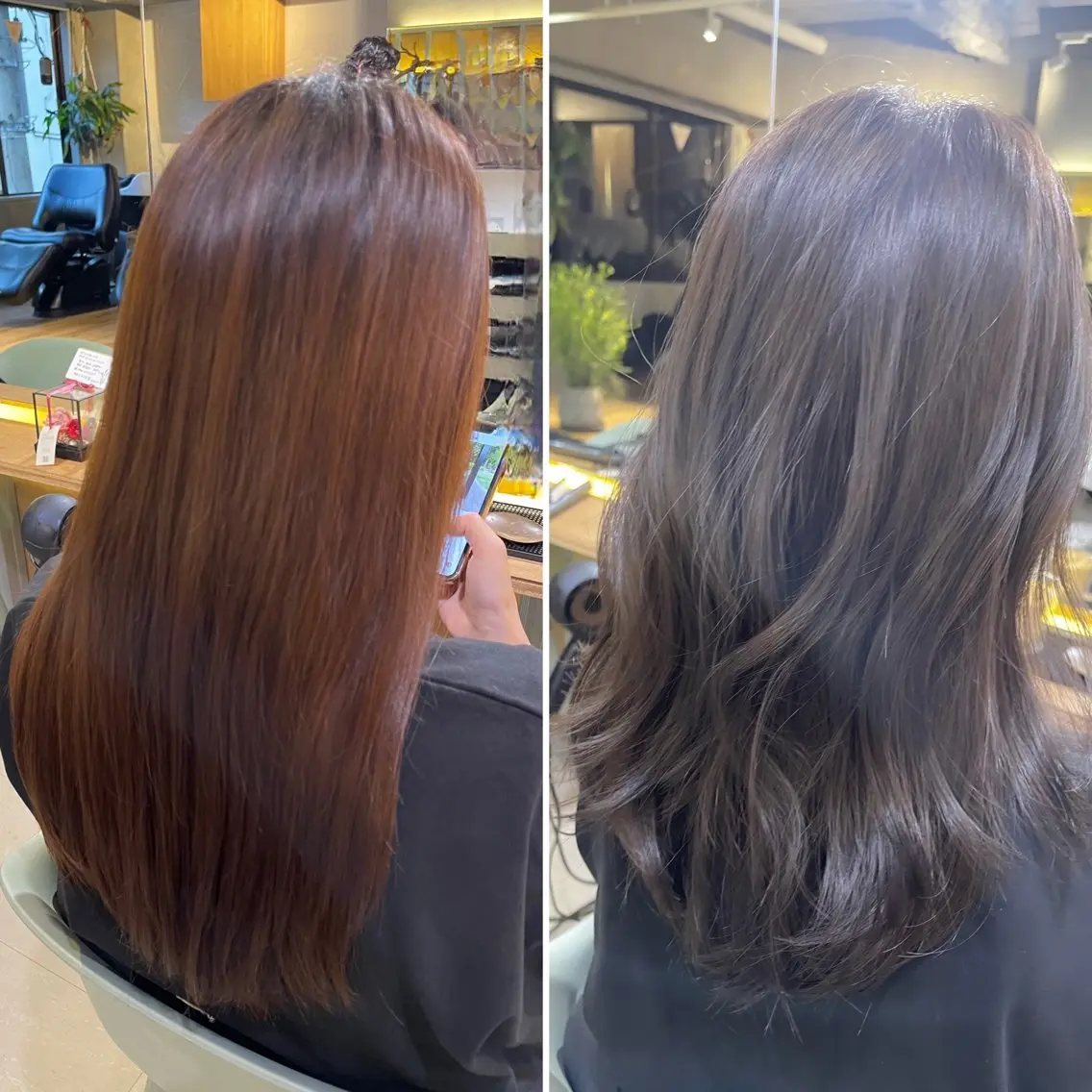 セミロング カラー グレージュ オリーブグレージュ オリーブグレー 西梅田🌿髪質改善 井手 浩太朗のヘアスタイル