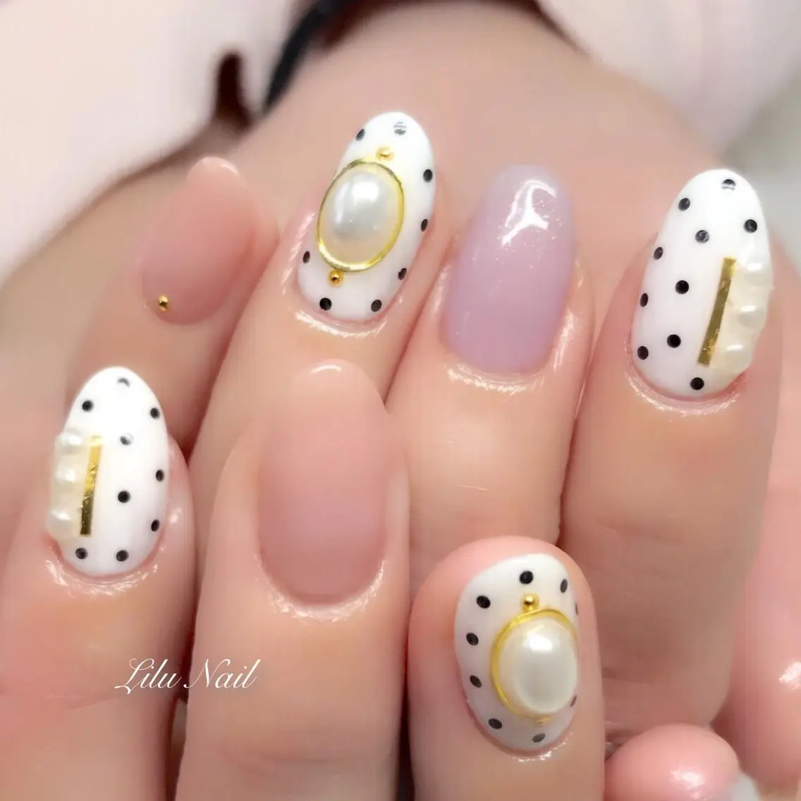 ネイル ドット 春ネイル モチの良さ◉ フィルインネイル♡のネイルデザイン