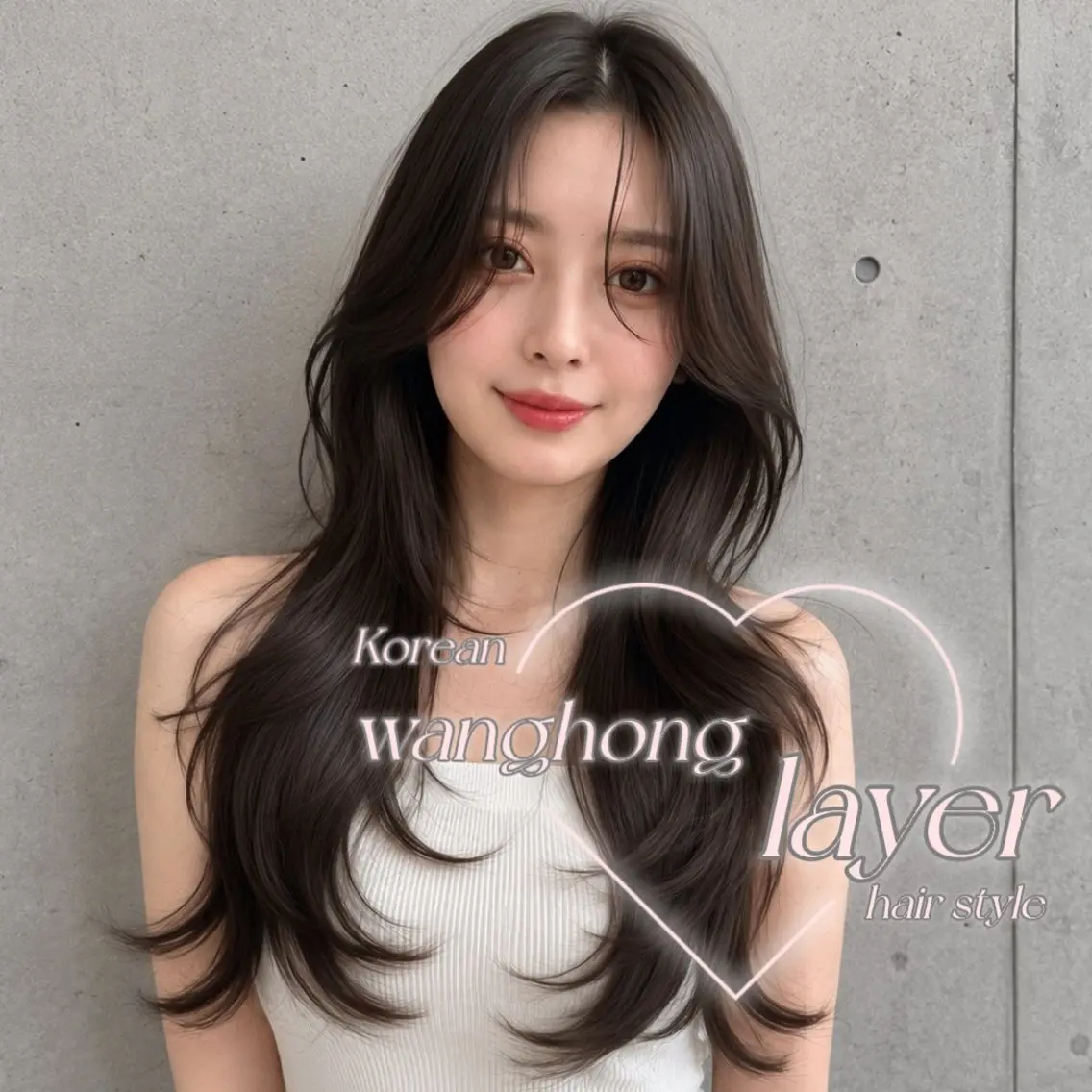 ロング カラー 黒髪 透明感カラー グレージュ くびれヘア 顔まわりレイヤー カット ヘアカラー トリートメント 新宿/韓国レイヤー 髪質改善カラー/角所のヘアスタイル