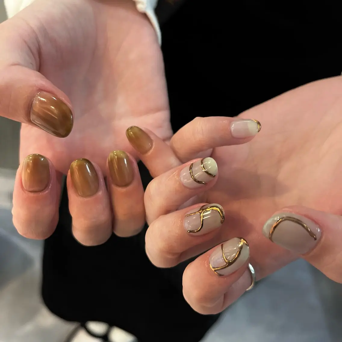 再来★オフ込み/ちぐはぐネイル/フィルイン対応/持込okの写真