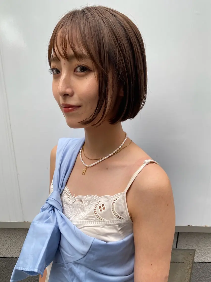 ショート カラー ボブ カット ヘアカラー トリートメント -福岡博多筑紫口- 大津成美のヘアスタイル