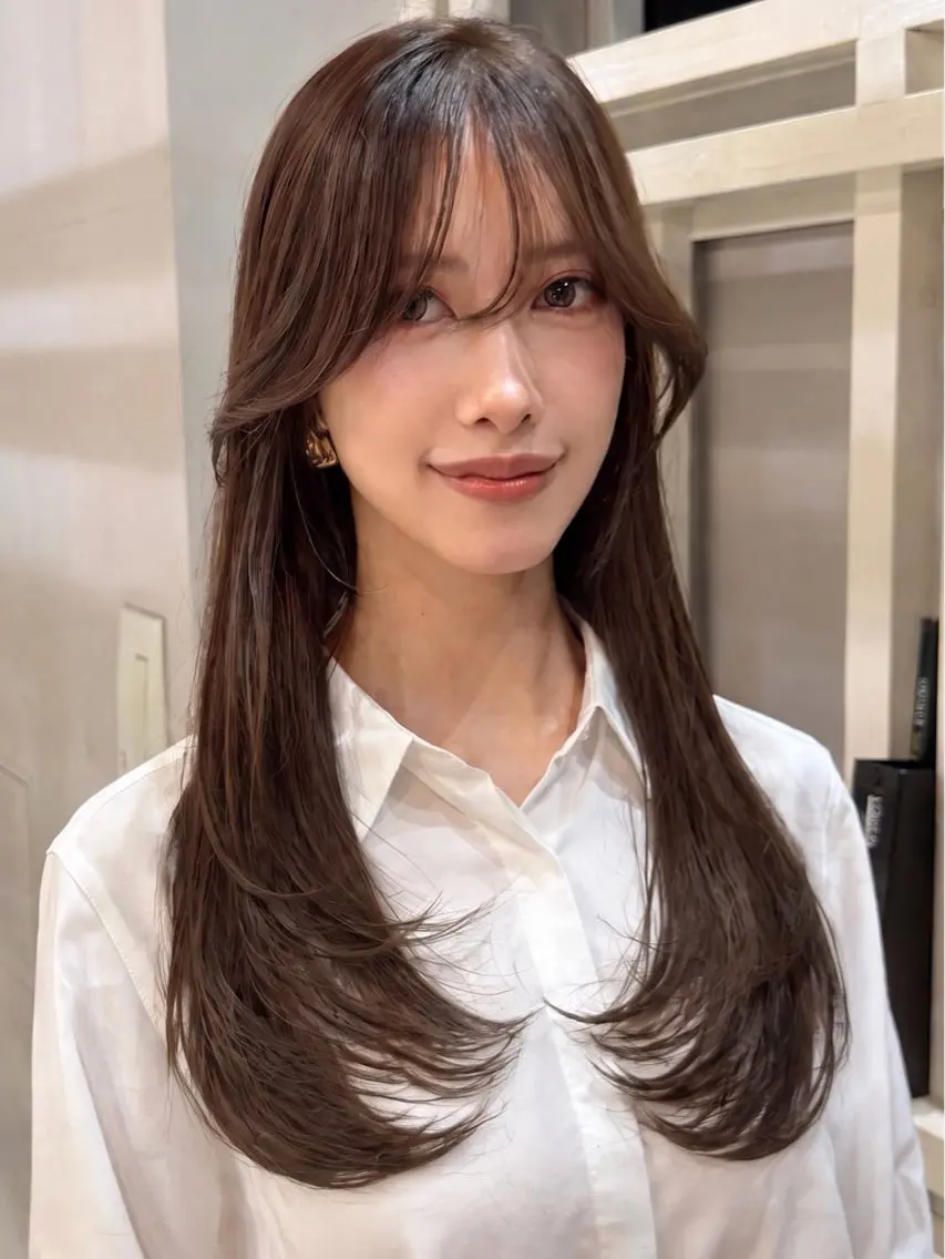 ロング カット ヘアカラー トリートメント 恵比寿結べるレイヤー 地毛風カラー大場のヘアスタイル