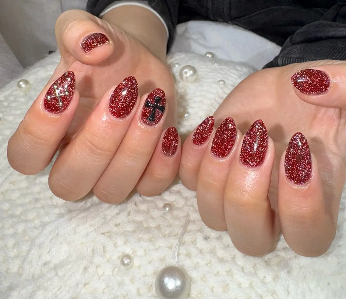 メンズ ネイル フラッシュネイル ジェルネイル メンズネイル 赤色 MIMnail メンズネイリストのネイルデザイン