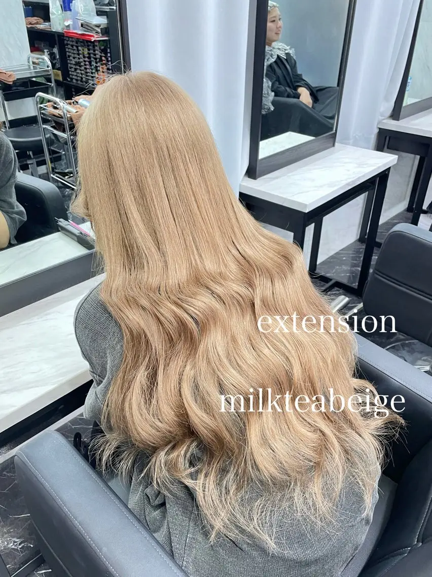 ロング カラー ブリーチ ケアブリーチ ヘアカラー エクステ エクステ🩵ブリーチ 韓国ヘア🩵KAEのヘアスタイル