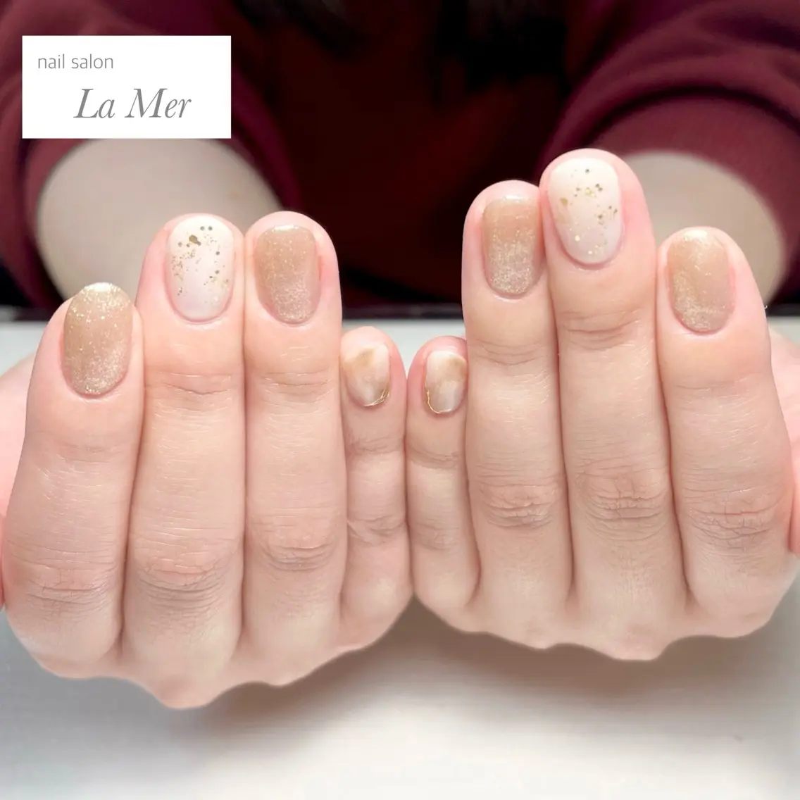 ネイル ラメ(グリッター) ミラーネイル ニュアンスネイル オフィスネイル ハンドネイル nailsalon La Merのネイルデザイン