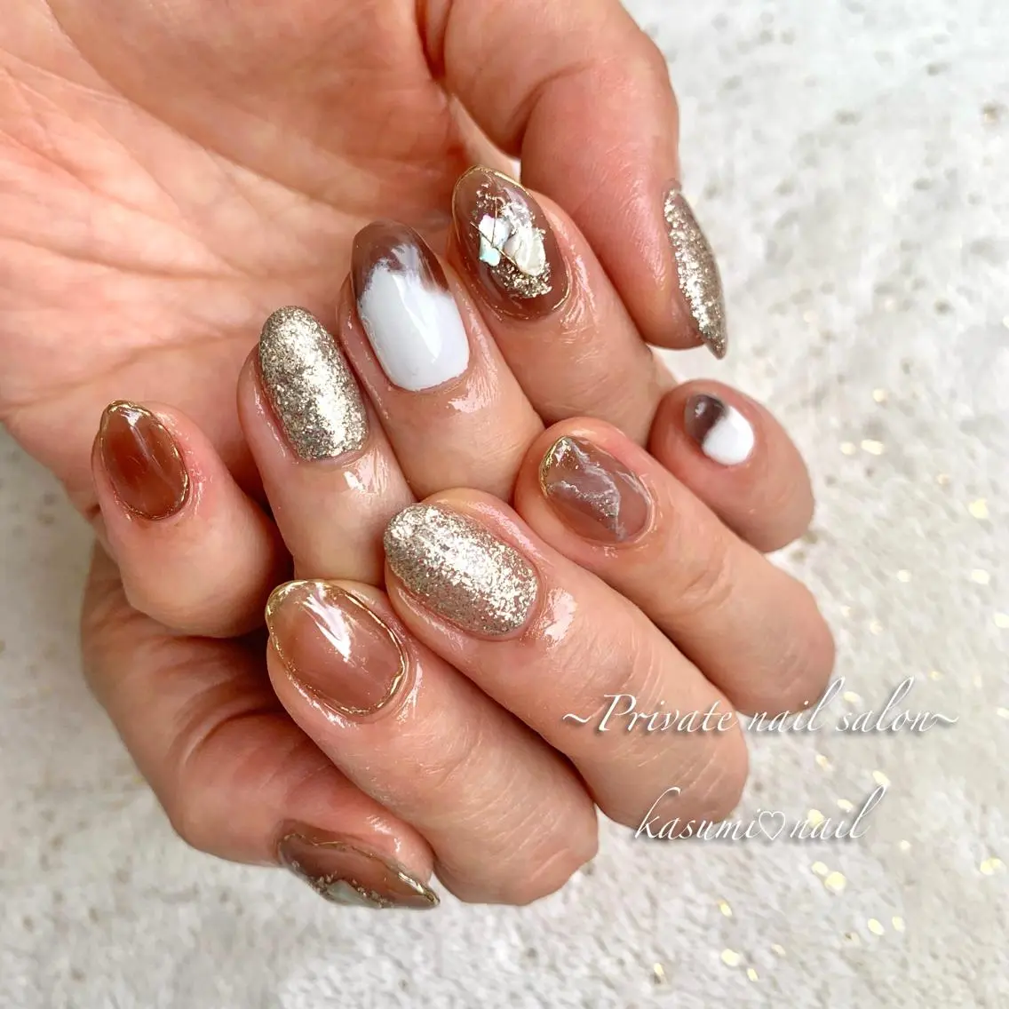 ネイル アートネイル ラメ(グリッター) マグネットネイル ミラーネイル 持ち込み KASUMI♡ Nailのネイルデザイン
