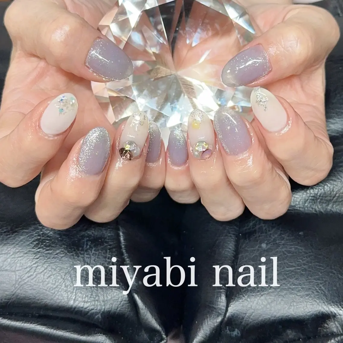 ネイル ブルー キラキラネイル ラメ(グリッター) マグネットネイル 持ち込み ハンドネイル miyabi nail 桂川駅近くのネイルデザイン