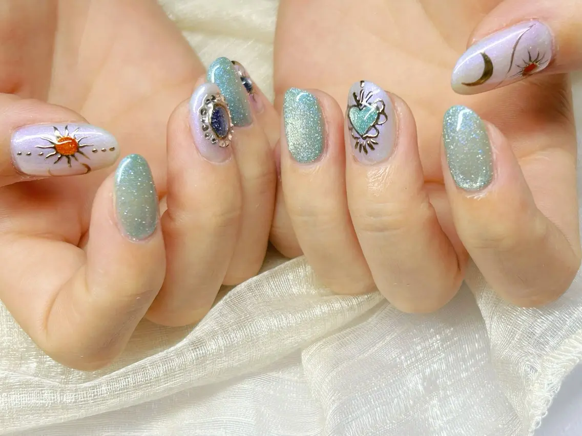 ネイル アートネイル チークネイル 成人式 入学式 長さ出し ハンドネイル Lino Nailのネイルデザイン