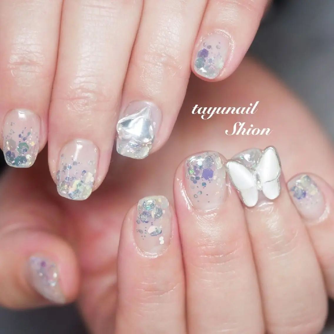 ネイル ジェルネイル グラデーション ハート ラメ(グリッター) ラメグラデーション ネイルサロン 【たゆnail】のネイルデザイン