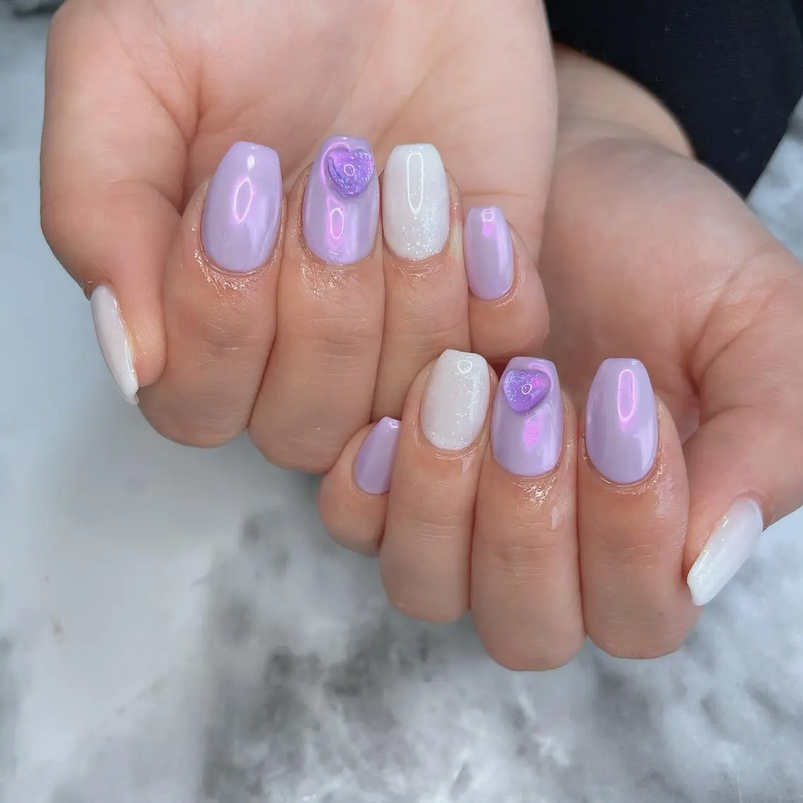 ネイル オーロラネイル ハート ミラーネイル ハンドネイル Kayo 💅のネイルデザイン