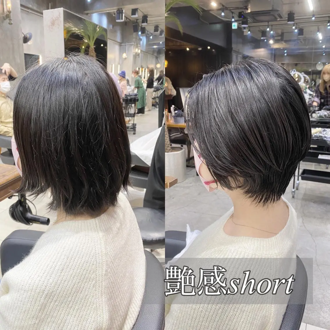 ショート カラー 黒髪 ブルーカラー ブルーブラック ショートヘア カット ヘアカラー トリートメント 透明感カラー🌿 グレージュ🐺陽介のヘアスタイル
