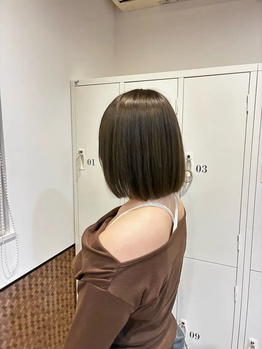 カラー ブラウンカラー ボブ 長澤 太陽のヘアスタイル