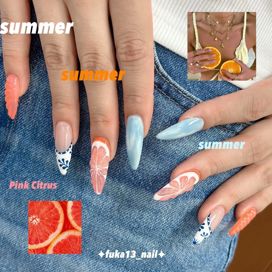 ネイル 長さ出し オレンジ スカルプネイル 夏ネイル ハンドネイル Nail♡Fuka. /7月予約受付中のネイルデザイン