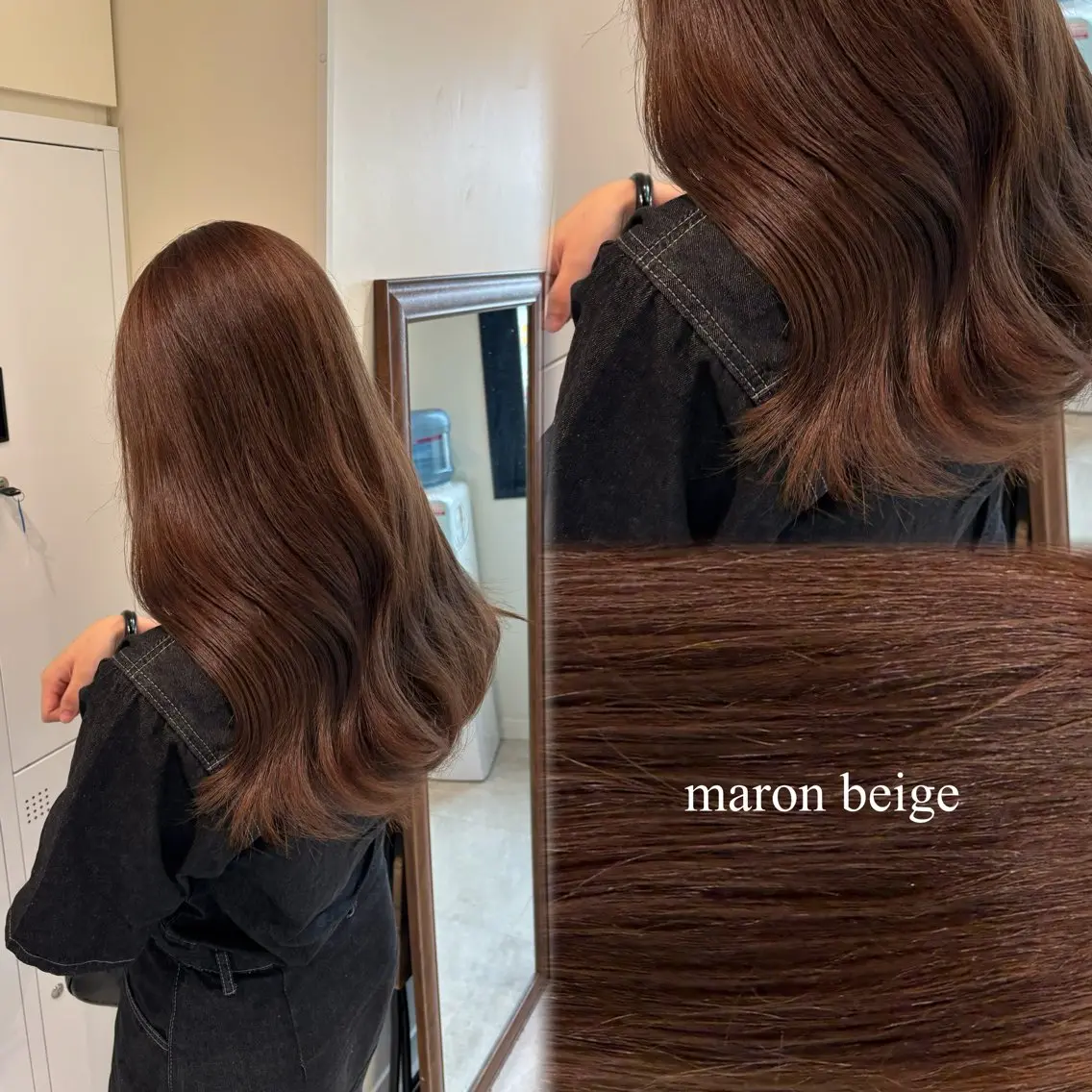 セミロング カラー ブリーチ ダブルカラー ブリーチなしカラー 垢抜け小顔レイヤー オリーブ/スミレのヘアスタイル