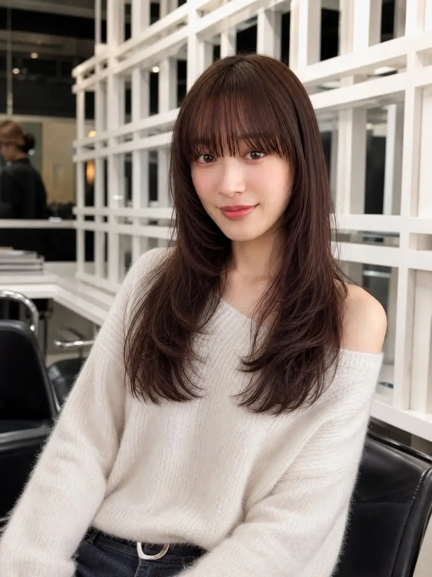 ロング カット ヘアカラー トリートメント 恵比寿結べるレイヤー 地毛風カラー大場のヘアスタイル