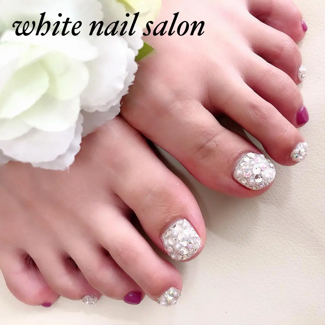 ネイル アートネイル フレンチネイル ジェルネイル ハードジェル 持ち込み フットネイル white nail salonのネイルデザイン