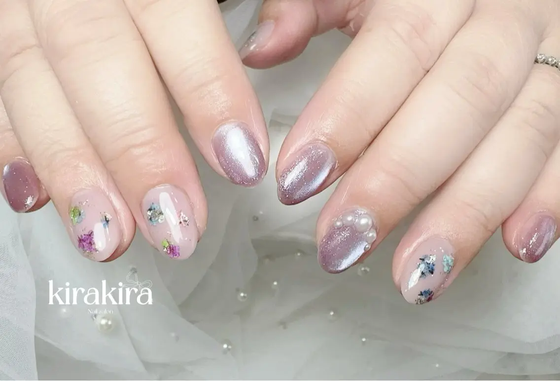 ネイル ドット ジェルネイル マグネットネイル ニュアンスネイル 夏ネイル Kirakira Nail salonのネイルデザイン