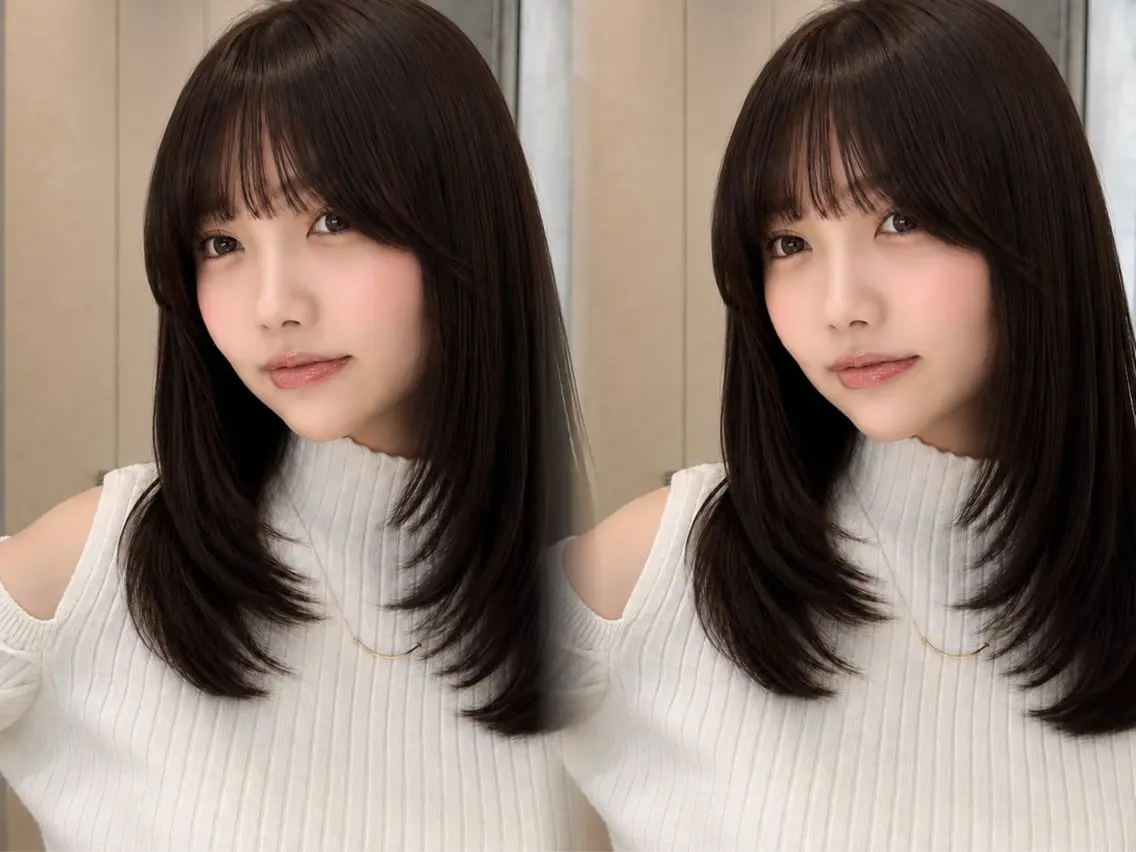 ミディアム カラー カット ヘアカラー トリートメント 🦋韓国風レイヤー/ 艶髪矯正🦋凛太郎のヘアスタイル