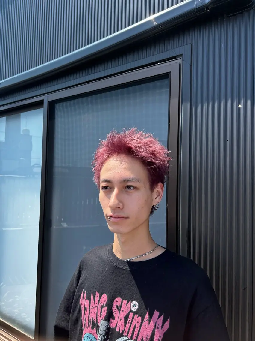 ショート カラー メンズ ピンクカラー ショートヘア カット ヘアカラー メンズカット/ メンズパーマ/佐藤のヘアスタイル