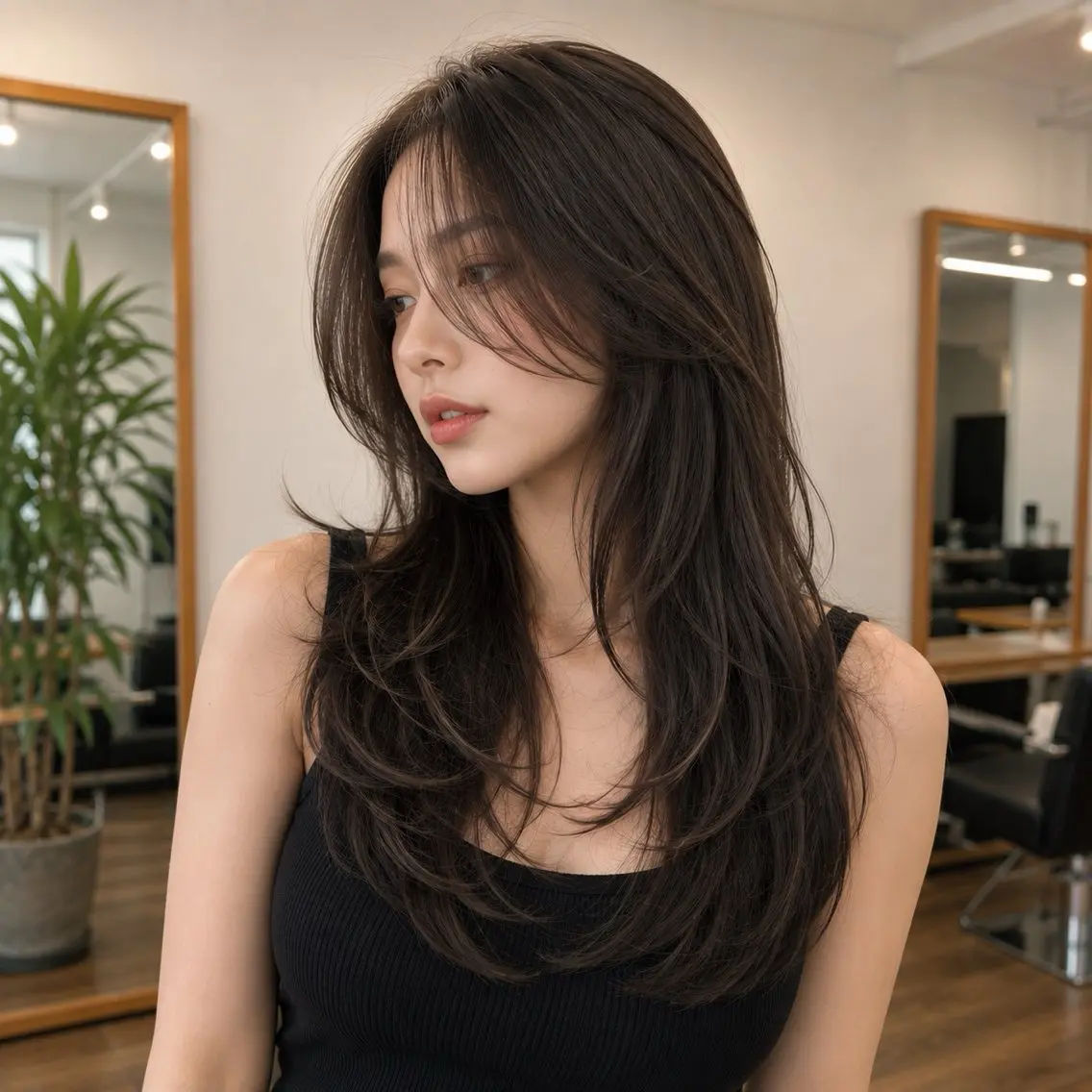 ロング カラー バレイヤージュ ブリーチ ケアブリーチ 透明感カラー ダブルカラー カット ヘアカラー トリートメント 顔まわりレイヤー× 韓国ヘアオタベシンヤのヘアスタイル