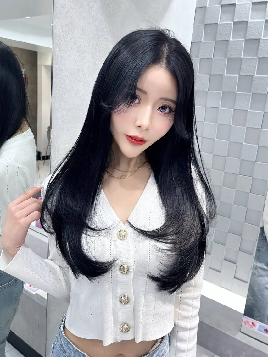 ロング カラー カット ヘアカラー トリートメント レイヤー/髪質改善 縮毛/ハッシュカットのヘアスタイル