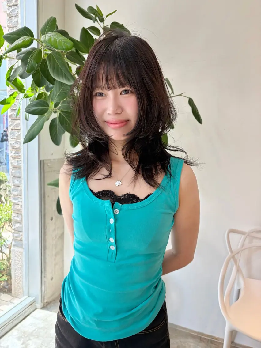 セミロング レイヤーカット カット 多幸感ヘア ゆほこのヘアスタイル