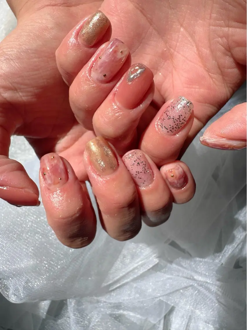 ネイル アートネイル オーロラネイル クリアネイル 氷ネイル・うるうるネイル 韓国ネイル 🪞KAPE NAIL 🪞のネイルデザイン