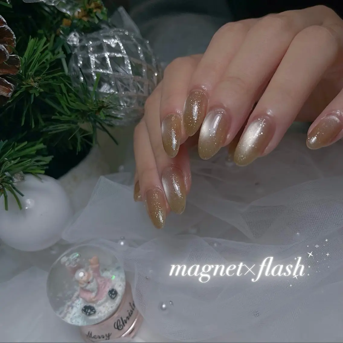 ネイル 長さ出し フラッシュネイル ジェルネイル 韓国ネイル マグネットネイル ハンドネイル RE SALONのネイルデザイン