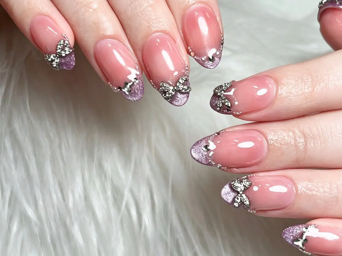 ネイル アートネイル オーロラネイル チークネイル クリアネイル 長さ出し Cutie nail salonのネイルデザイン
