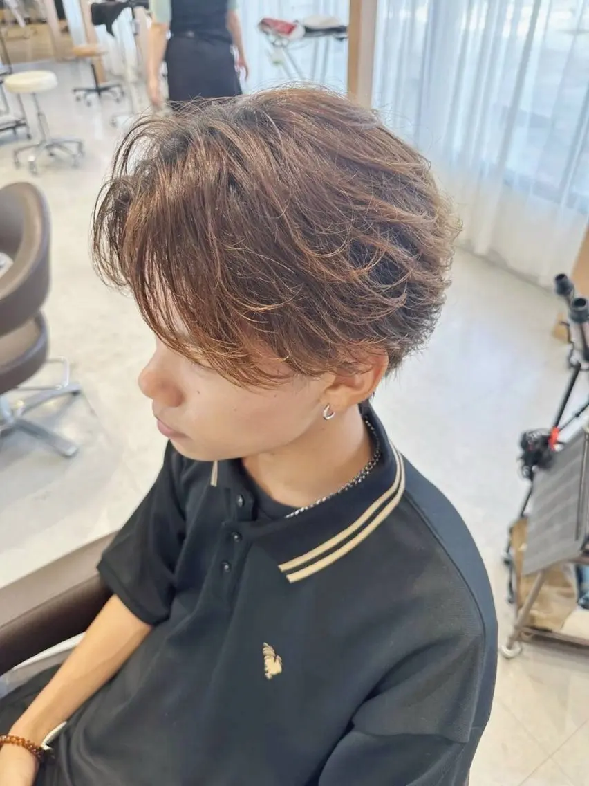 ショート カラー メンズ メンズパーマ 波巻きパーマ カット パーマ レイヤー/ショート chere狭山のヘアスタイル