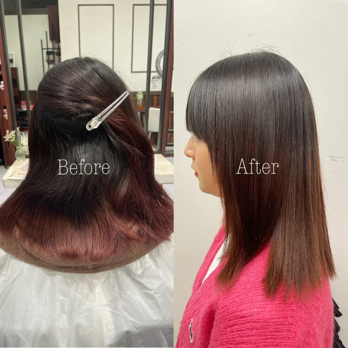 セミロング 縮毛矯正 縮毛矯正 森田 明日香のヘアスタイル