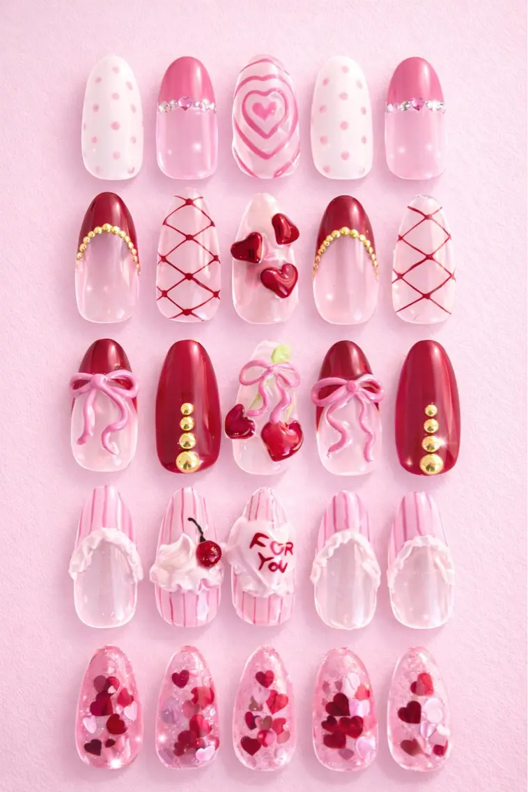 ネイル バレンタイン ハンドネイル フットネイル butter flowerのネイルデザイン