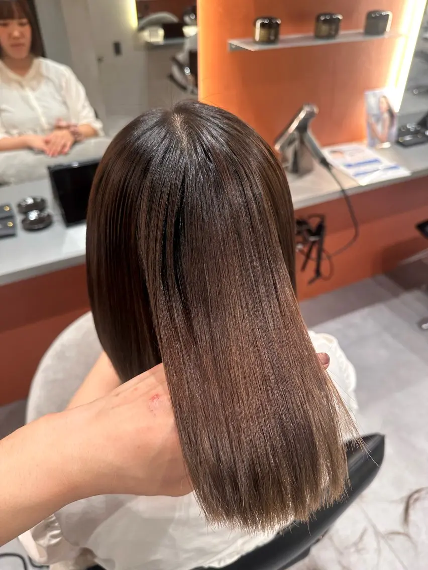 ミディアム 縮毛矯正 縮毛矯正 トリートメント ✨ハイトーンカラー 💫ayumuのヘアスタイル