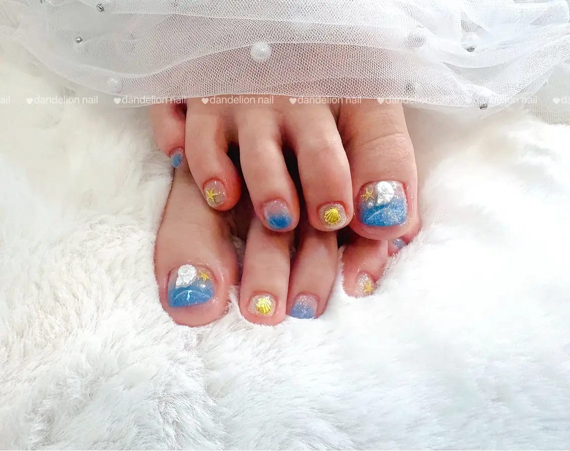 ネイル フットネイル ワンホンネイル フットネイル dandelion nail北千住のネイルデザイン
