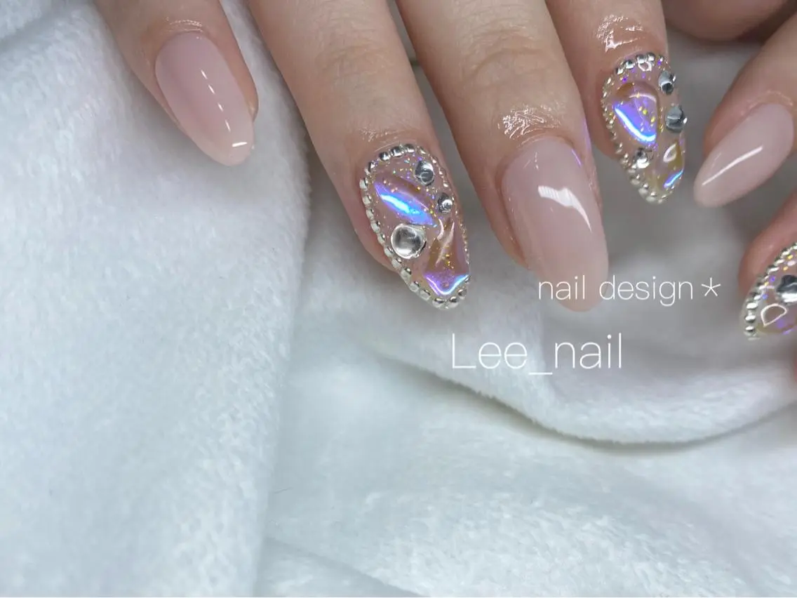 ネイル 氷ネイル・うるうるネイル ストーンネイル ハンドネイル Lee_ nailのネイルデザイン