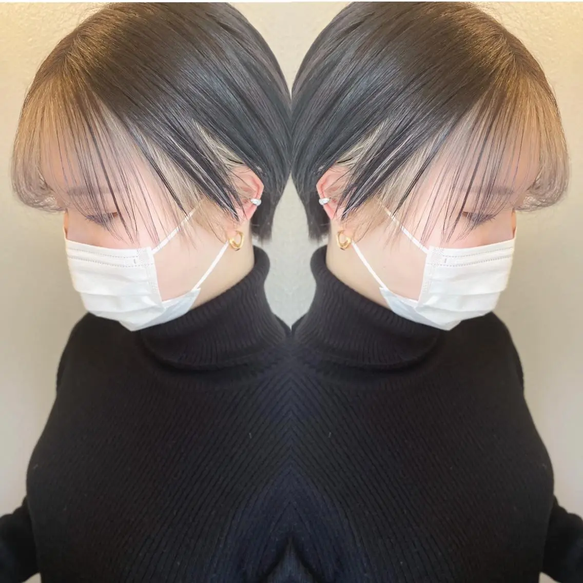 ショート カラー ヘアアレンジ ベージュカラー インナーカラー ショートヘア 竹内啓太 ボブのヘアスタイル