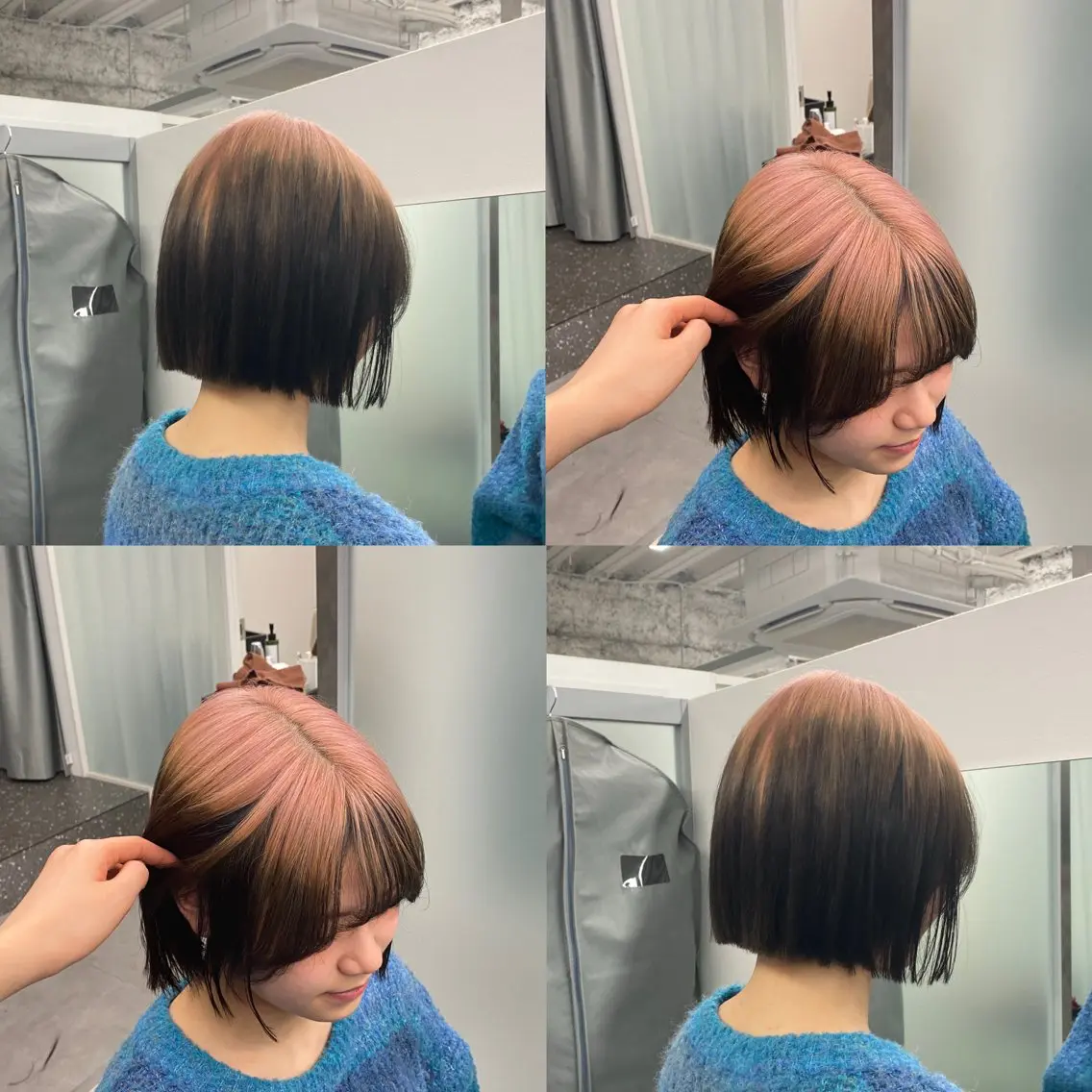 ショート カラー ピンクカラー ボブ 韓国風ヘア 江坂トレンド韓国風 髪質改善shinoのヘアスタイル