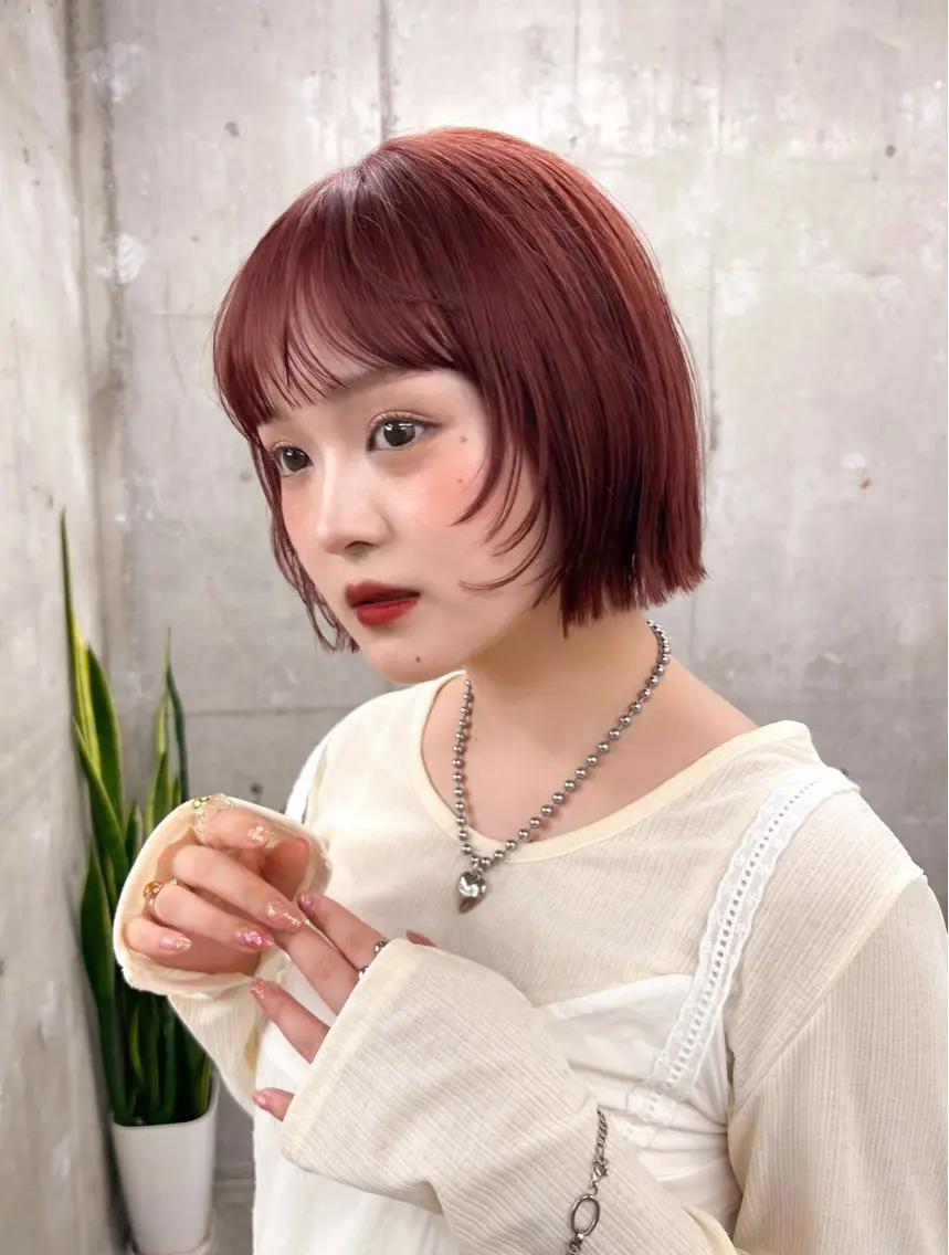 ショート カラー ヘアカラー 🥑🫧田實 紗和 ボブ/暖色カラー🩰のヘアスタイル