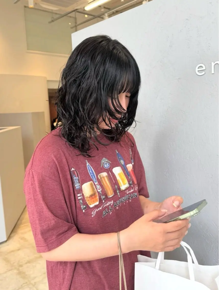ミディアム パーマ パーマ 高山 桃子のヘアスタイル