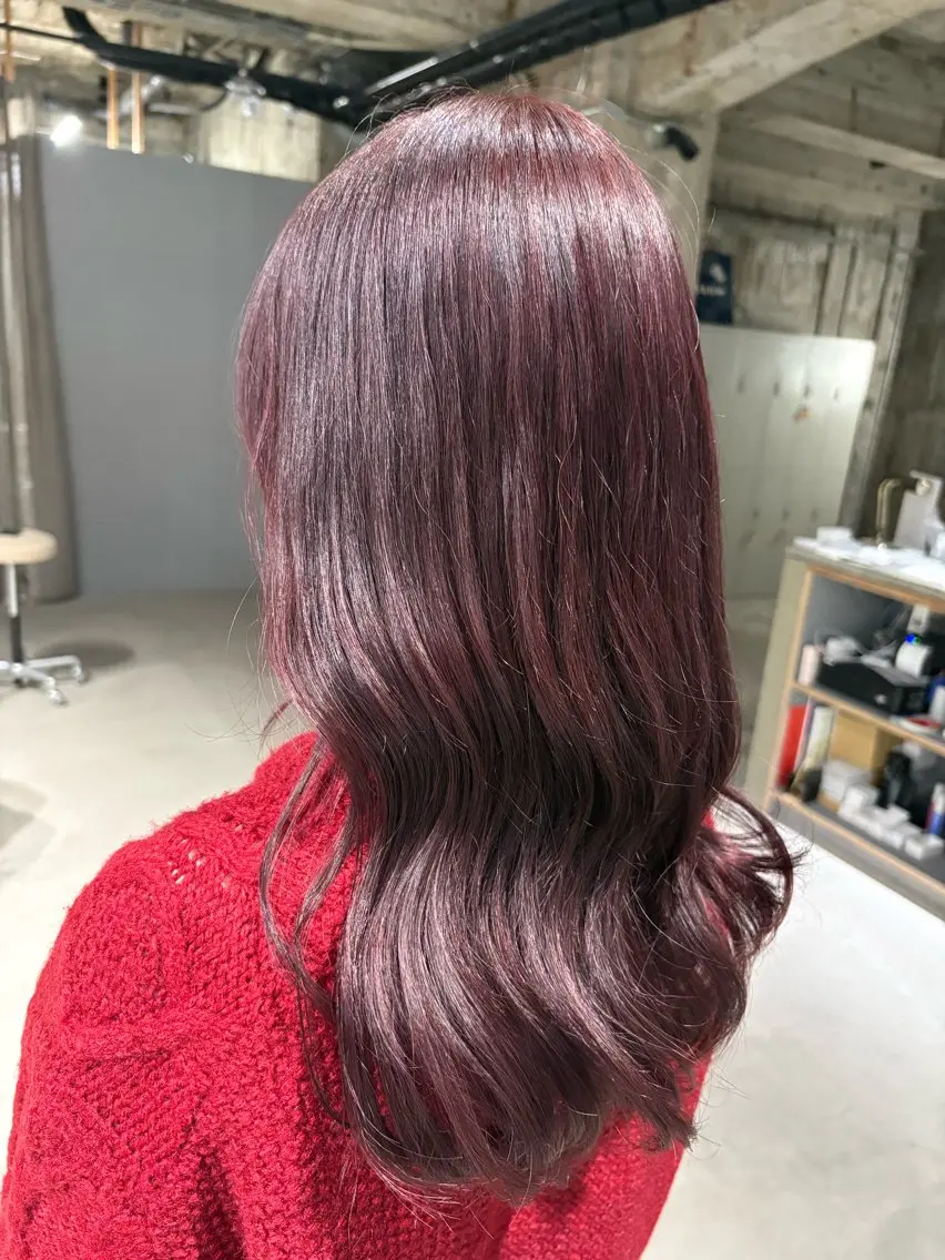 セミロング カラー ブリーチ ピンクカラー カット ヘアカラー 玉置七海✨ ／透明感／髪質改善のヘアスタイル