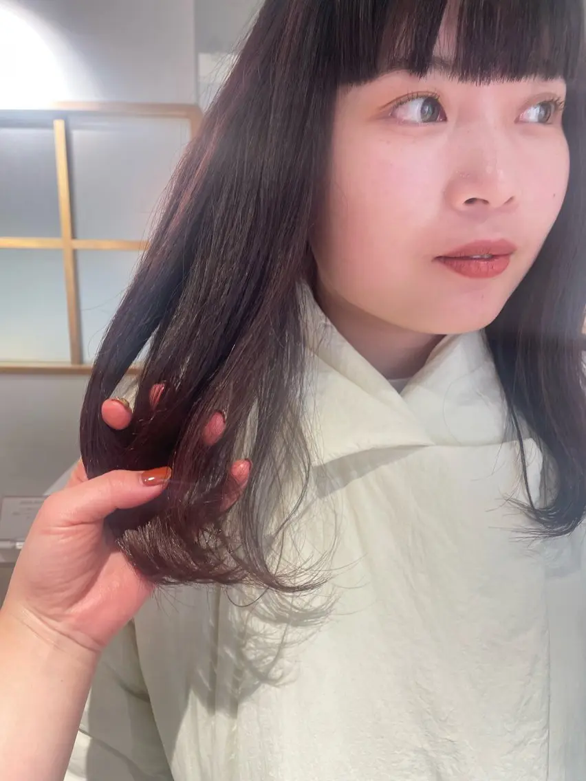 ロング カラー ヘアカラー トリートメント mei|顔まわり ×透明感カラーのヘアスタイル
