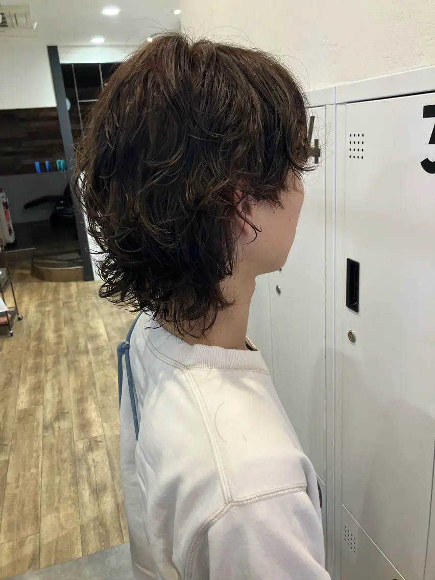 パーマ メンズ メンズパーマ メンズウルフカット ウルフカット カット パーマ mai /attraのヘアスタイル