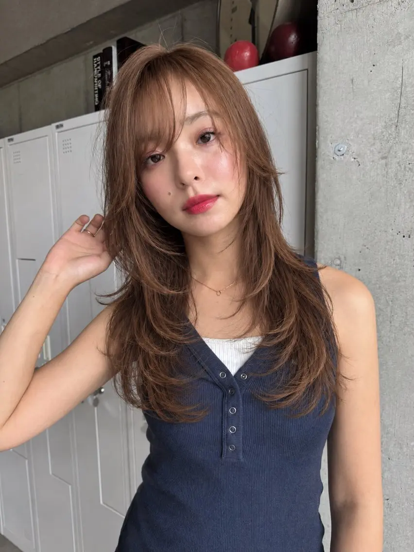 ロング カラー ブラウンカラー レイヤーカット カット ヘアカラー トリートメント ヘアセット 〽️magico/ ウルフDaiki〽️のヘアスタイル