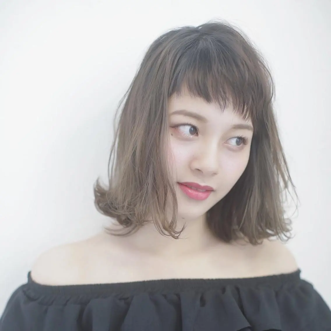 ミディアム カラー パーマ ヘアアレンジ 髪質改善/縮毛矯正 心斎橋/池本有宏のヘアスタイル