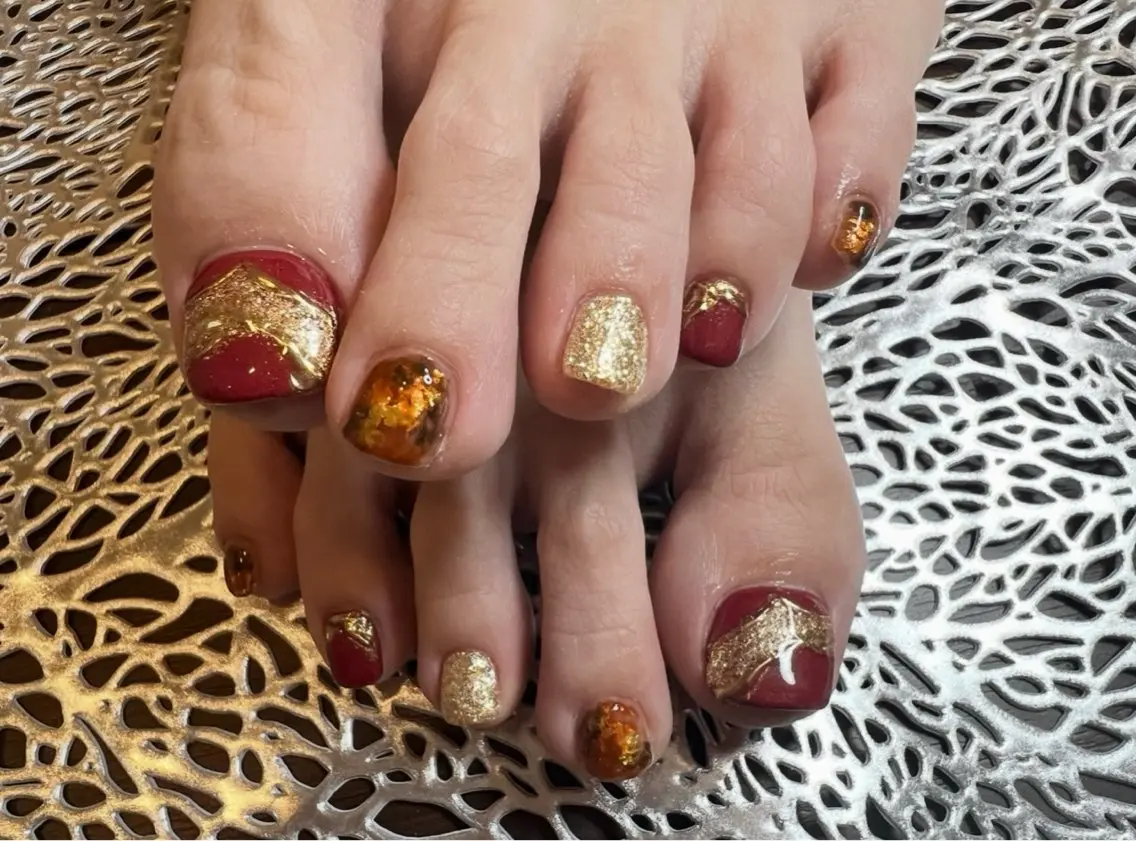 ネイル ボルドー フットネイル Alococo nail🎀miyuのネイルデザイン