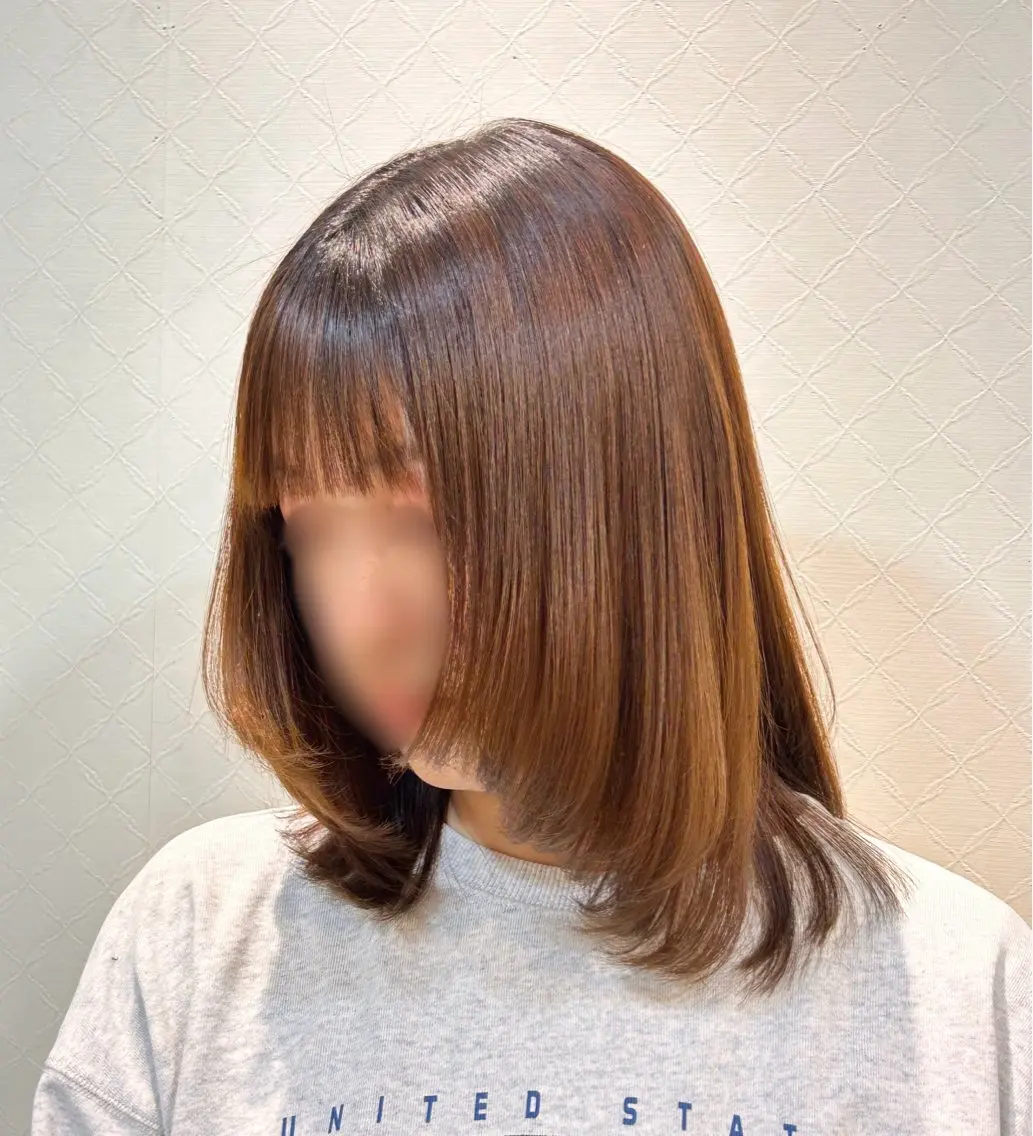 セミロング レイヤーカット 縮毛矯正 カット 縮毛矯正 生活が楽になる縮毛/ ブリーチなしカラーのヘアスタイル