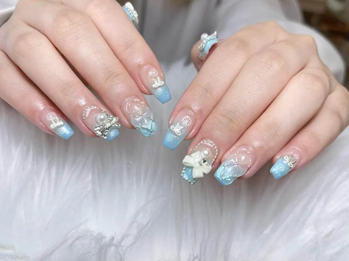 ネイル フレンチネイル ジェルネイル ガーリー 韓国ネイル ロングネイル ハンドネイル NieNail Nezukoのネイルデザイン
