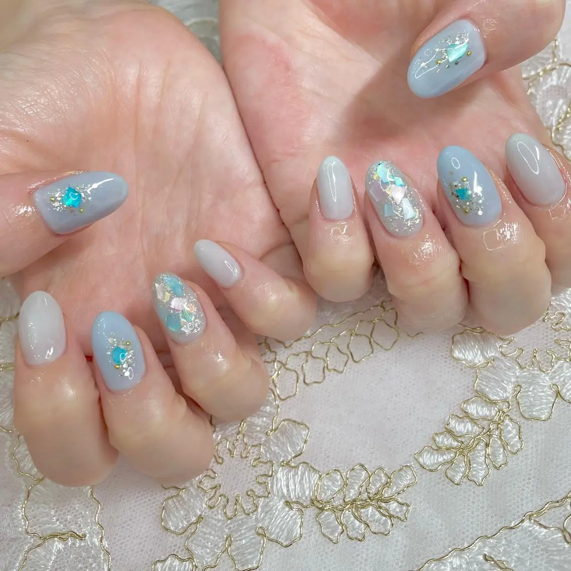 ネイル アートネイル オーロラネイル ジェルネイル 持ち込み ニュアンスネイル J terrace Nailのネイルデザイン