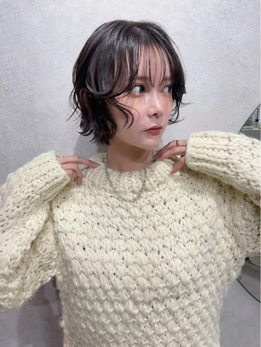 ショート カラー ボブレイヤー ボブ レイヤーカット カット ヘアカラー トリートメント AiM 大名　似合わせカットのヘアスタイル