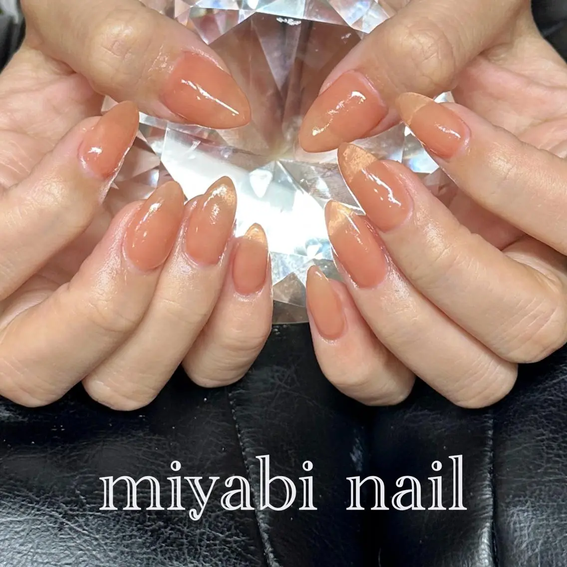 ネイル 持ち込み オフィスネイル ワンカラーネイル オレンジ シンプルネイル ハンドネイル miyabi nail 桂川駅近くのネイルデザイン
